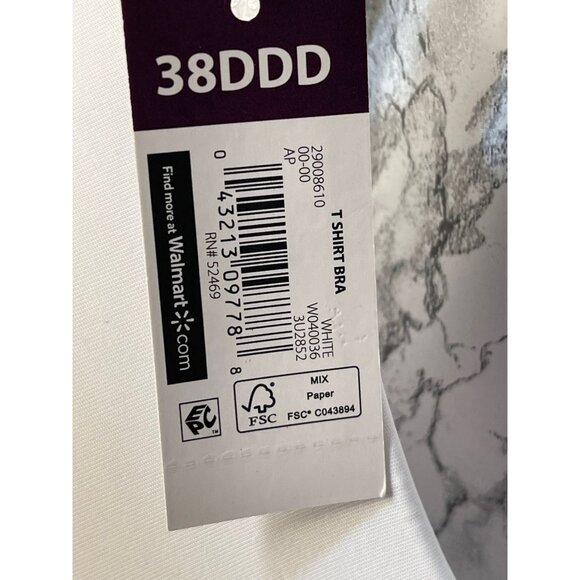 No Boundaries 38DDD T-Shirt Bra White With Adjustable Straps & Hook Closure - Picture 3 of 6